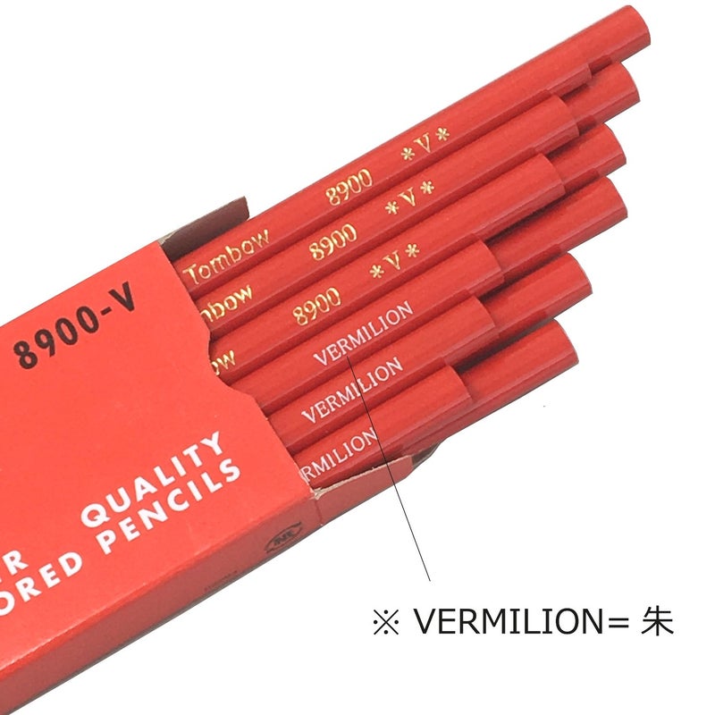 Tombow 8900-V Red Pencil, Round Shank, Vermilion, 1 Dozen - Image 5